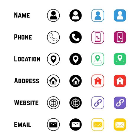 business card icons